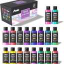 ABEIER Iridescent Acrylic Paint, Set of 18 Chameleon Colors, 2 oz/60ml Bottles, Color-shifting, Non-Toxic, High Viscosity, Blendable, Paints on Rocks Crafts Canvas Wood, Fabric, Ceramic & Stone