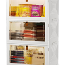 3 Tier Plastic Storage Bins with Lids 36QT - Stackable Storage Containers with Wheels, Folding Boxes, Collapsible Bins