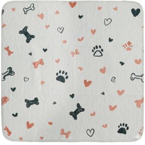 PUPIBOO Washable Pee Pads for Dogs and Cats - Super Absorbent Reusable Puppy Training Pads - 100% Waterproof, Leak-Proof & Non-Slip Whelping Pads for Pet Housebreaking (36 x 36 Inch (Pack of 2), Paws Bones & Hearts)