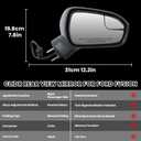 Passenger Side Mirror Compatible with 2016 2017 2018 2019 2020 2021 2022 Ford Fusion Non-Heated Manual Folding Rear View Mirror Replace FS7Z-17682-B Black 3 Pins, Right Passenger Side