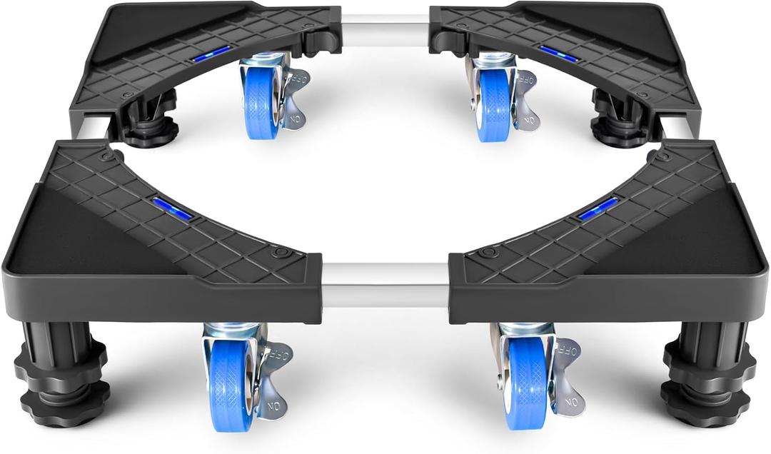 Mini Fridge Stand Locking Wheels, Washing Machine Height Adjustable Stand, Heavy Duty Portable Dryer Stand Mobile Base With Swivel Wheels For Universal Dryer And Refrigerator Appliance Grey