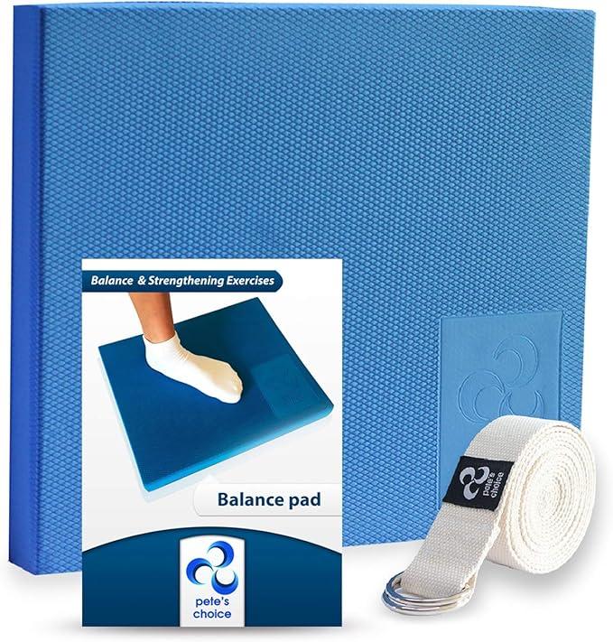 pete's choice XL or L Foam Balance Pad - Free Stretching Strap & Booklet | Extra Large Balance Pads - Physical Therapy, Ankle & Knee Rehab
