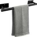 Self Adhesive Bath Towel Bar, Stainless Steel Towel Racks for Bathroom Sticky & Wall Mounted Install Towel Holder, Heavy Duty Towel Rod Rustproof Towel Hanger for Bathroom(Matte Black,16In)