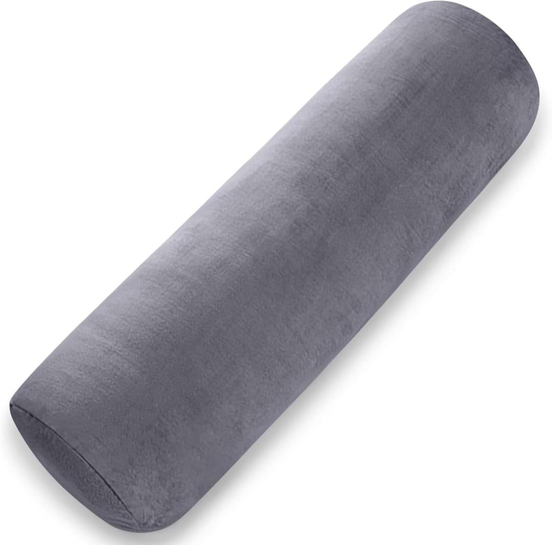 Body Pillow for Adults, Bolster Pillow with Removable Velvet Cover, Long Round Pillow for Bed, 24 x 7.87 Inches, Grey