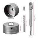SALI Concrete Hole Saw Kits 4-1/2"115mm Tungsten Steel Wall Hole Cutter Drill Bit Sets with 220mm SDS Plus Shank Connecting Rod110mm Center Positioning Drill Bits for Cinder Block,Brick,Adobe Wall