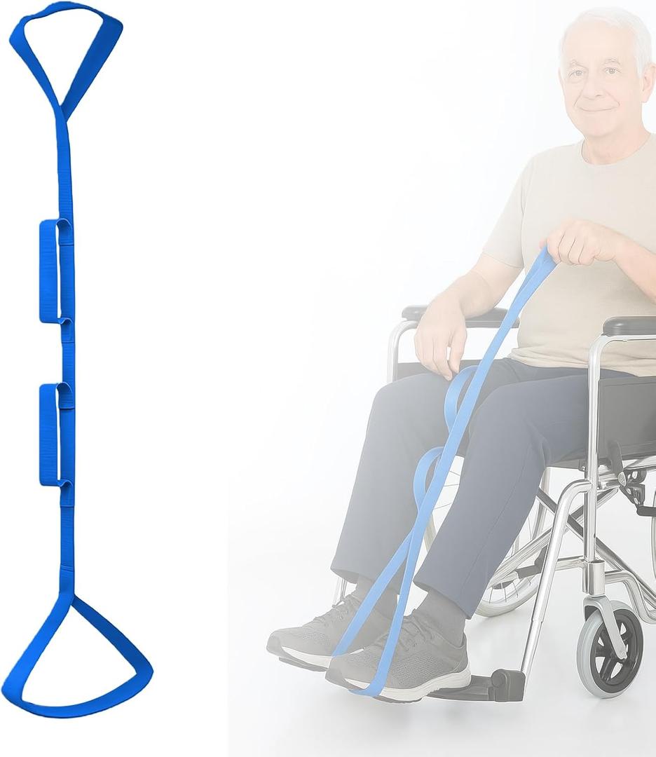 47" Leg Lifter-Multi-Loop Leg Lifting Assistance Strap for Leg Injury, Hip Surgery Recovery, Elderly,Non-Slip Wide Webbing with Aluminum Stay Getting Legs in and Out of Bed or Car (Blue)