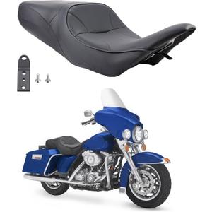 Motorcycle Complete Seat Cushion Pad for Harley Touring Electra Glide 1997-2007 Standard/Classic/Ultra Classic, Leather Passenger Driver Two-Up One-Piece Seat for Road Glide 1998-2007