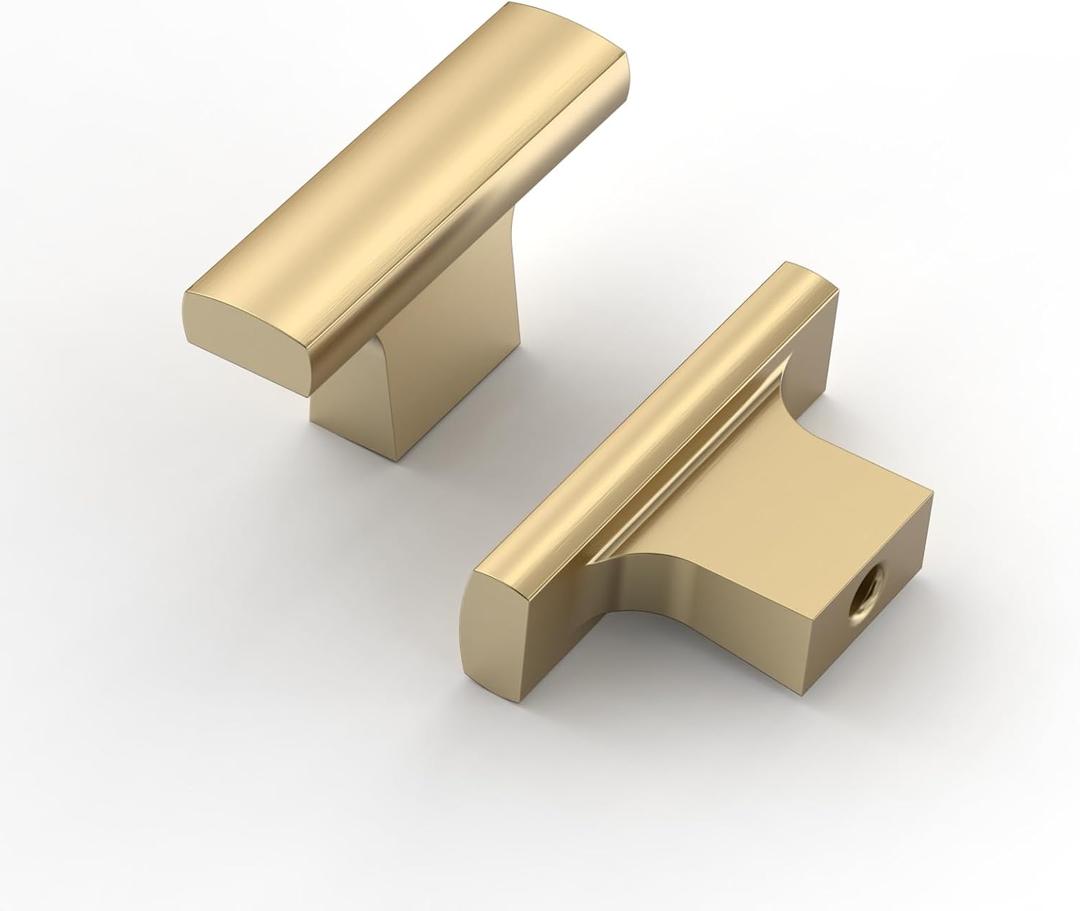 Asidrama 10 Pack Champagne Bronze Kitchen Cabinet Knobs for Dresser Drawers - Zinc Hardware (Single Hole Knob)
