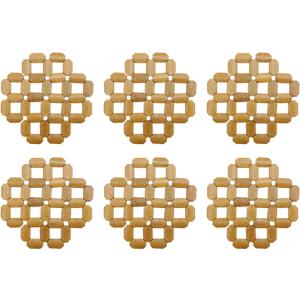 Semetall Wooden Trivets, Set of 6 Natural Wood Trivet Mat,6" Kitchen Wood Hot Pads Trivet-Heat Resistant Pads for Hot Dishes