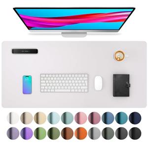 Aothia Large PU Leather Desk Pad Protector – Non-Slip Mouse Pad & Writing Mat for Office/Home, Waterproof, Easy to Clean (23.6" x 13.7", Pale Lavender White), Pack of 2