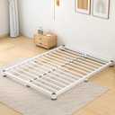 4 Inch Queen Bed Frame, Metal Platform Bed Frame with Round Corner Legs, 3500 lbs Heavy Duty Steel Slats Support, No Box Spring Needed, Noise Free, Easy Assembly, White