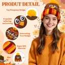 3 Pcs Thanksgiving Turkey Costume Set with Knitting Embroidery Turkey Hat Turkey Trot Socks and Funny Turkey Glasses for Kids Adults Men Women, Autumn Running Cosplay, Thanksgiving Winter Clothing