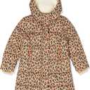 Amazon Essentials Girls and Toddlers' Long Heavyweight Hooded Puffer Jacket, Camel Cheetah Print Medium 
