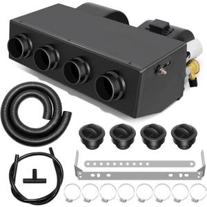 jiaji A/C Air Conditioning Evaporator Kit 12V, 4 Vents Only Cooling, Under-Dash A/C Cooling Unit with 3 Speed for Car, Truck, RV, 4Pcs Round Air Conditioner Vent Covers