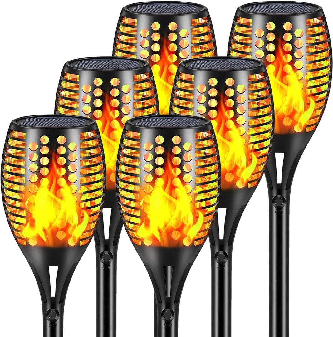 Aityvert Solar Lights - 43" Flickering Flames Torch Lights for Outdoor, Waterproof, Landscape Decoration, Dusk to Dawn Auto On/Off Security (6 Pack)