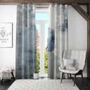Dust Blue Abstract Geometric Curtains for Bedroom 84 inch Long 2 Panels Set Modern Aesthetic Grey Farmhouse Room Darkening Window Drapes for Living Room