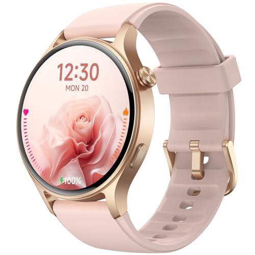 Fitpolo Smart Watch for Women,1.3" AMOLED Touchscreen Fitness Tracker, Make/Answer Calls, Heart Rate SpO2 Monitor, IP68 Waterproof, Sleep & Activity Tracking Smartwatch for Android Phones iPhone, Pink