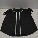 EALER BJ80 Series Men's Baseball Jersey Button Down Shirts Short Sleeve Hipster Hip Hop Sports Uniforms (X-Large, Black)