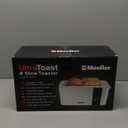 Mueller UltraToast Full Stainless Steel Toaster 4 Slice, Long Extra-Wide Slots for Bagels and Waffles, 6 Browning Levels, LED Display, Cancel/Defrost/Reheat Functions & Removable Tray, Kitchen Gadgets