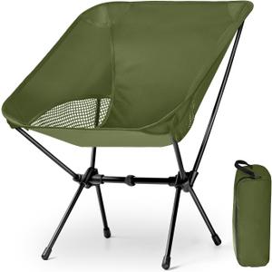 Lightweight Portable Camping Chair - Folding Backpacking Hiking Chair with Carry Bag for Outdoor Travel, Beach, Picnic, Festival (Green)