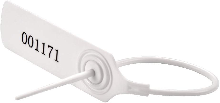Pull-tite Security Seal Tamper Resistant Tags Plastic Padlock Sign Ties Numbered 100 Pieces/Bag (White, 100pcs)