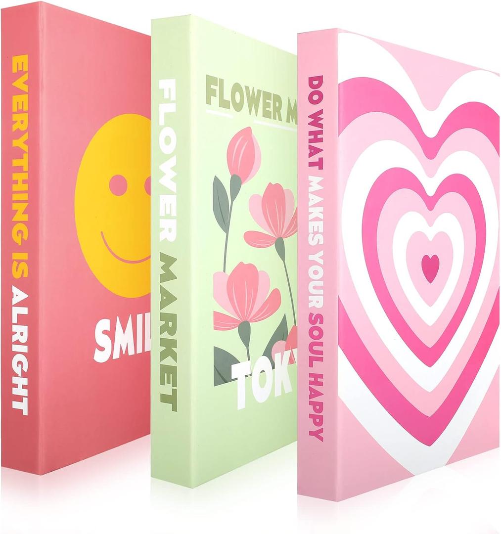 Tatuo Set of 3 Preppy Decorative Fake Books Funky Aesthetic Room Decor Coffee Table Faux Books Decor for Decoration Bookshelf Stuff Things(Preppy)