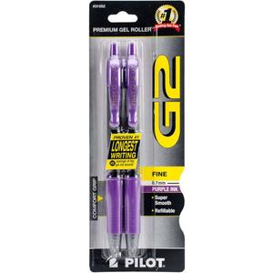 Pilot G2 Retractable Gel Ink Pens-Gel Pen,Retractable/Refillable,Extra Fine Point,2/PK,Purple 2 Pack