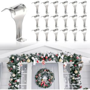 Gisafai 24 Pcs Christmas Garland Hangers for Door Frame Metal S Hooks Christmas Hanging Holders Molding Clips for Xmas Window Mantel Shelf Door Frame Wreath Light Strings Decoration (Silver)
