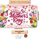 Mothers Day Decorations Happy Mothers Day Banner Backdrop for Mothers Day Party Decorations, 71 x 43 Inch