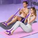 Resistance Bands with Pedal Tube & Ankle Straps, Multifunctional Elastic Rope for Full Body Stretching and Strength Training, Home Gym Equipment for Abdomen, Waist, Arm, Leg Workout (Purple, 6-Tube)