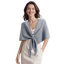 X-KIDS Pashmina Wraps for Women Poncho Shawls for Evening Dresses Top Casual Knitted Triangle Cashmere Scarf for Fall Winter, Light Gray 