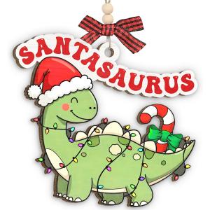 9 x Cute Dinosaur Ornaments 2025, Funny Animal Gifts for Men and Women, Wooden Ornaments for Christmas Decorations, Dinosaur Gifts for Adults, Boys, Girls, Teens, Friends, Family