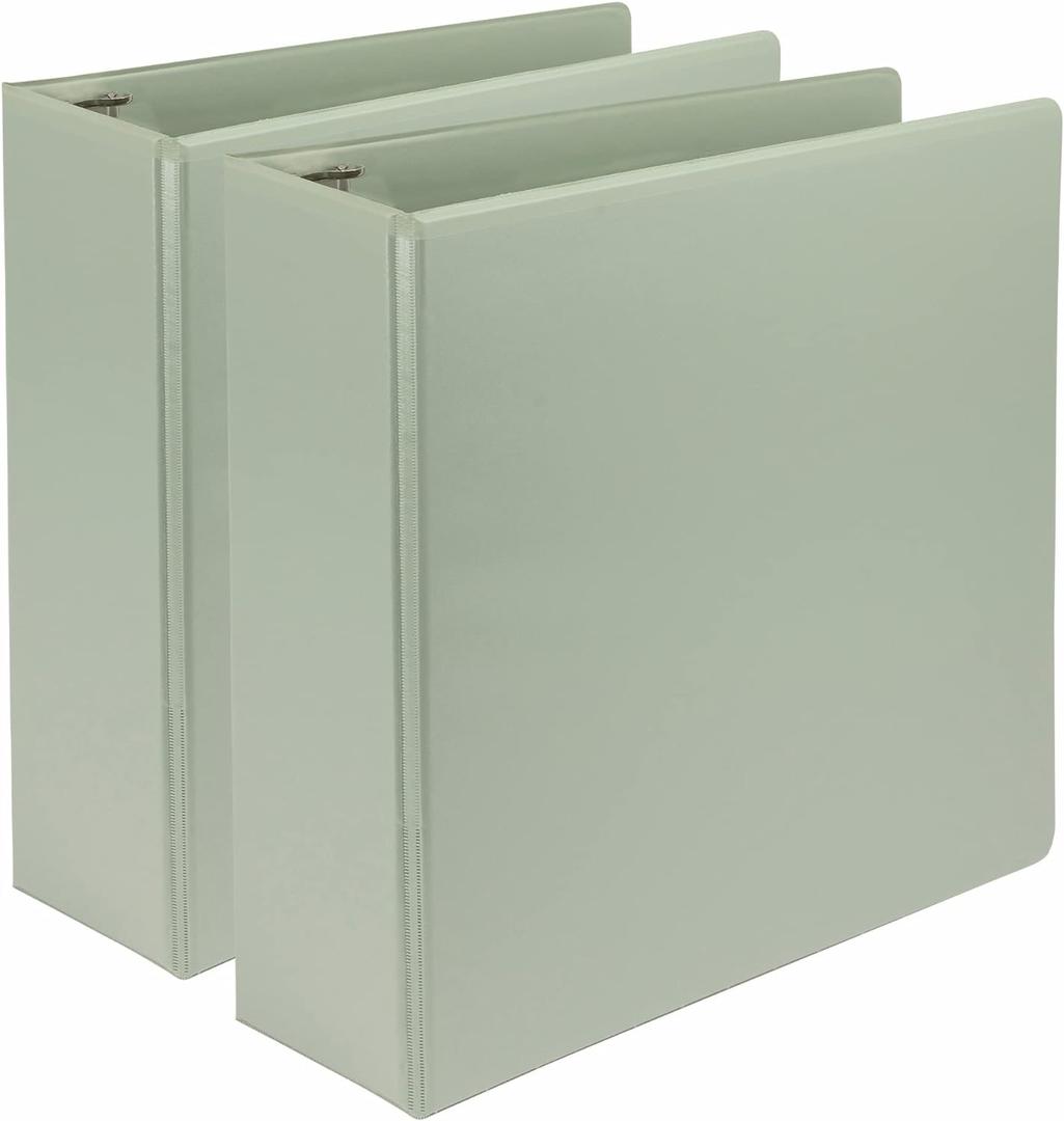 2 x Samsill Plant-Based 3 Inch Durable D-Ring, View Binder, Eco-Friendly, USDA Certified Biobased, 2 Count,Pack of 1, Sage Green