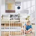 29"-51" Baby Gate for Stairs, Auto Close Stroller Friendly Dog Gate Indoor for Doorways, Pressure Mounted Baby Gate, Easy Walk Through Gate for Children & Pets, White