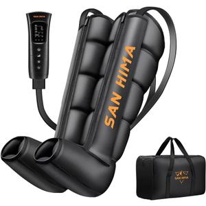 SAN HIMA Air Compression Leg Massager - Sequential Full Leg Compression Boots for Circulation & Pain Relief | 6 Modes 6 Intensity Recovery Boots for Athletes - Feet, Calves & Thighs (Large)