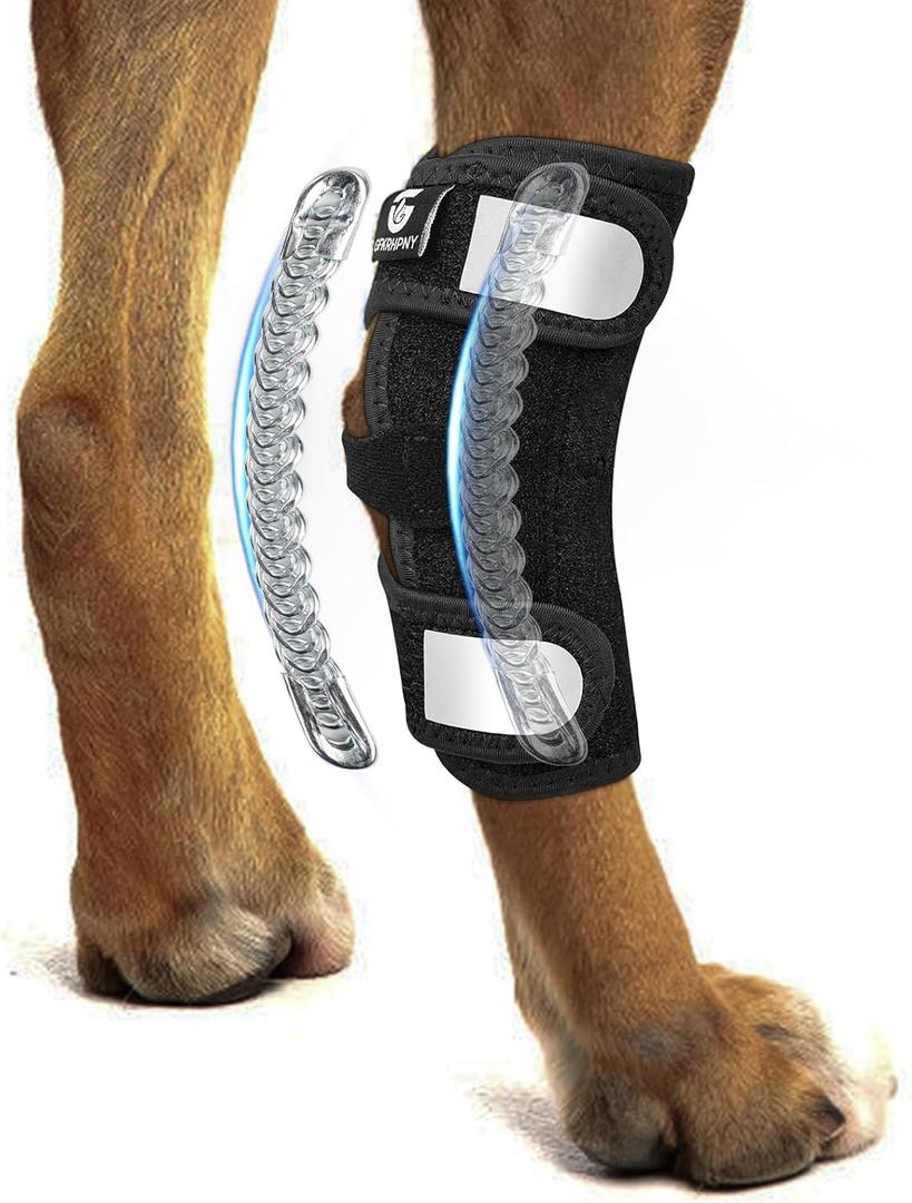 Dog Rear Leg Hock Ankle Brace for Torn ACL & CCL, Dog Leg Braces for Back Leg with Metal Spring Inserts, Dog Wrap Brace for Bottom Joint with Reflective Straps