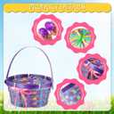 Hungdao Easter Bamboo Basket Sets Include Bulk Wiker Woven Basket with Handle,Raffia Grass Shred Paper,fillable Easter Eggs,Ribbon, Cellophane Bag for Kids Eggs Hunt Game Picnic Party Favors(12 Pack)