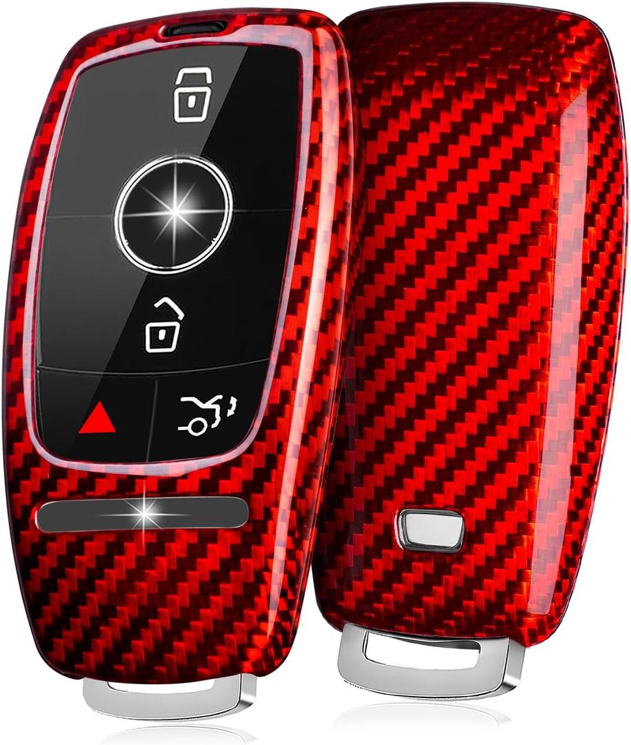 T-carbon Real Glass Fiber Key Fob Cover Compatible with Mercedes Benz Key Fob Protector fits for Benz AMG E53 GLS63 Sedan CLA35 45 GLB35 2020-2023 2024 Key Case Key Shell