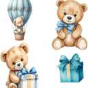 Honoson 4 Pcs Large 24" x 32" Teddy Bear Baby Shower Decorations Cardboard Cutouts, Bear Themed Party Yard Signs Blue for We Can Bearly Wait Birthday Gender Reveal Party Supplies Lawn Decor