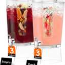 Lifewit 3 Gallon Drink Dispenser for Parties, Large Plastic Beverage Container with Fruit Infuser & Leak-Proof Spigot, BPA Free Water Pitcher for Juice/Tea/Lemonade - Ideal for Bar & Outdoor, 2 Pcs