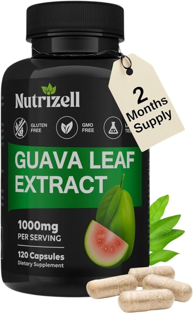 Guava Leaf Extract with Bitter Melon 1000mg Per Serving Herbal Guava Supplement for Metabolic Health & Digestion Support 120 Veg Capsules Non-GMO & Gluten-Free