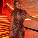 AIBEARTY Women's Printed Sheer Mesh Short Sleeve One Piece Jumpsuit Sexy See Through Backless Bodycon for Party Club (S)