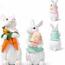 Easter Bunny Figurine Set, Made of Resin, Great Collectible Excellent Decoration for Easter And Spring Interiors And Porches.