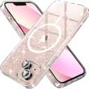Choiche Magnetic Case for iPhone 13 Case, Women Glitter Sparkly Case, [2 x Diamond Camera Lens Protectors] [Non-Yellowing Shockproof Protective Cover] [Compatible for MagSafe] (Glitter Clear)