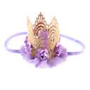 1st Birthday Tiara Headband for Baby Girl - Glitter Number Tiara, Flower Headband, Toddler Infant Kids Purple Hat