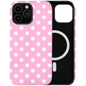 Case Compatible with iPhone 16 Pro Max,[Compatible with MagSafe] Polka Dot Pattern Aesthetic Design Phone Case for Girl Women Boy Men,Dual-Layer Fashion Design Pink