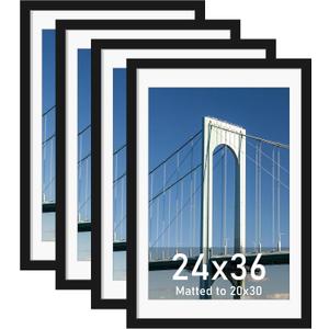 24x36 Poster Frame Set of 4, for Wall Mounting, Black