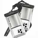 Case-Mate 2 Pack IP68 Waterproof Phone Pouch - Floating Waterproof Phone Case w/Crossbody Lanyard - Beach Cruise Ship Travel Essentials - Compatible w/All Devices, Touchscreen Friendly - Silver Chrome