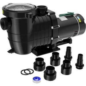 Pool Pump Above Ground/Inground, 1.5 HP 6600GPH Powerful Selfpriming Pool Pumps for 15,000-31,000 Gallons Pools, Dual Voltage Swimming Pool Pump with Strainer Basket & Drain Plug