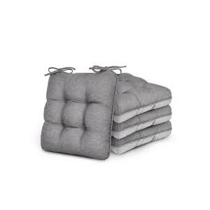 Love's cabin Memory Foam Chair Cushions Set of 4, 15.5"x15.5"x3.5" Indoor & Outdoor Seat Pads for Dining, Kitchen, Office, Patio Chairs  Grey